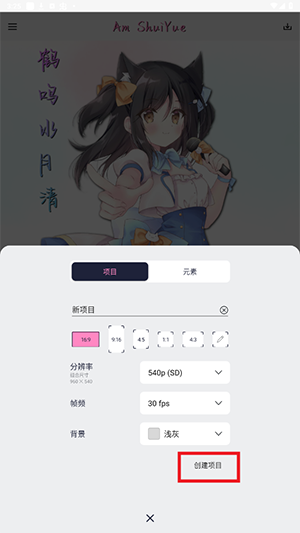 AM Sy项目设置界面