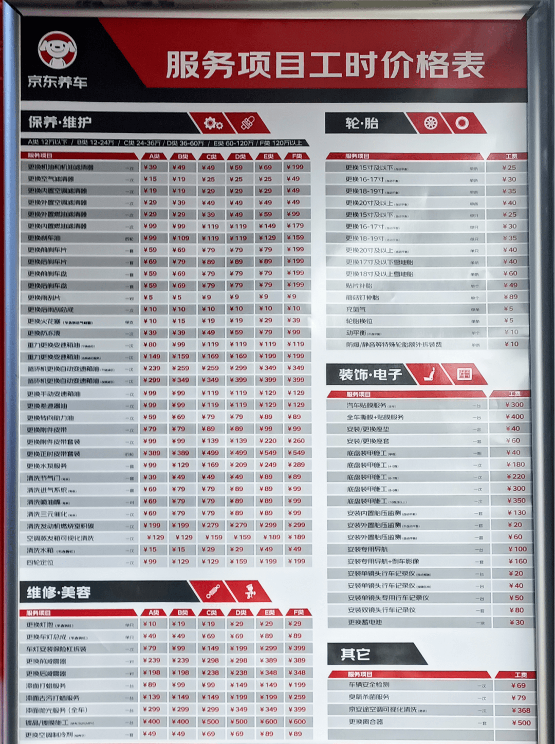 京东养车app收费标准