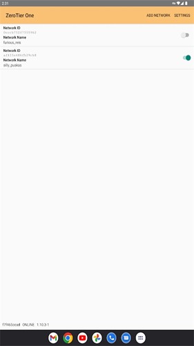 Zerotier One app