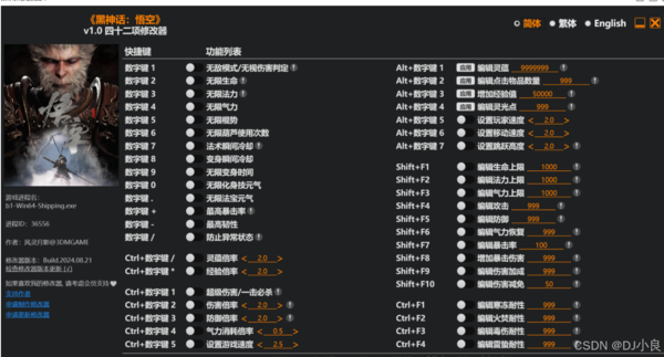 黑神话悟空42项修改器
