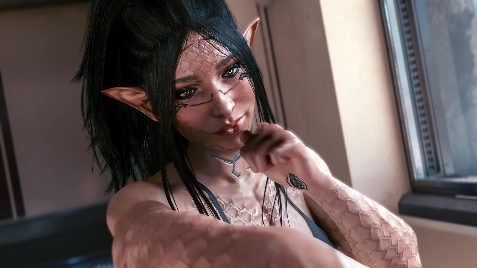 赛博朋克2077女V3D鳞片纹身覆盖MOD