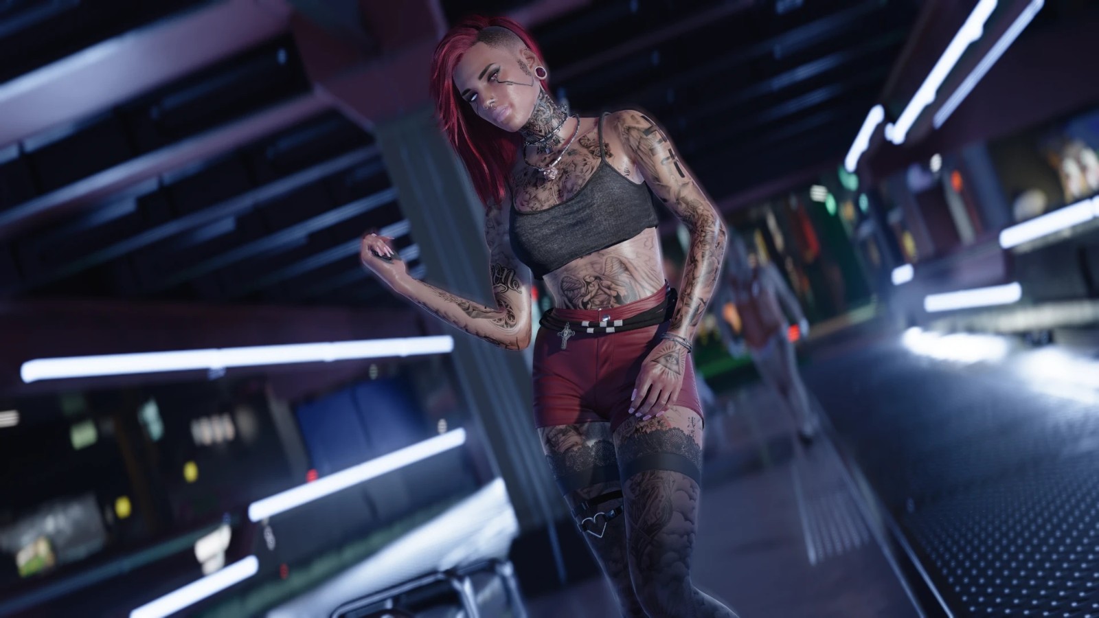 赛博朋克2077女V3D鳞片纹身覆盖MOD